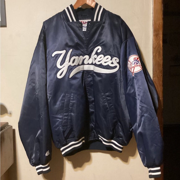 Men’s Authentic 90s Majestic NY Yankees Dark Blue Satin Starter Jacket Size XXL